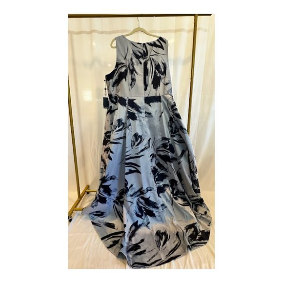 Adrianna Papell NWT High Low Floral Dress / Gown Navy / Light Blue 24W Plus - Picture 2 of 7